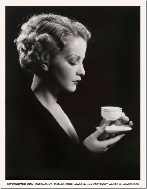 Sari Maritza sipping tea, publicity still, 1933