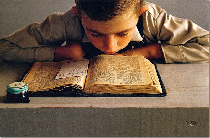 Sam Abell - Old Colony Mennonite Boy Studying, Chihuahua State, Mexico, 1071