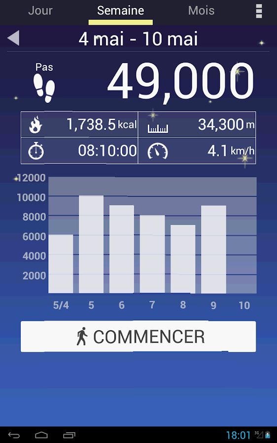   Podomètre- capture d'écran 