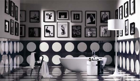 black and white mosaic bathroom interior design