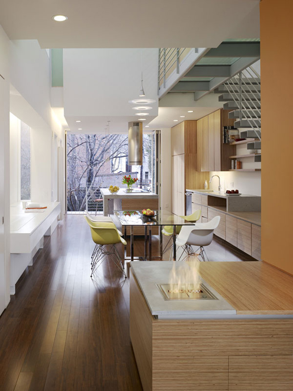 minimalist dining room with wood floor design