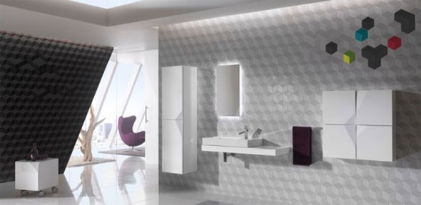 futuristic bathroom wall tile cabinets design