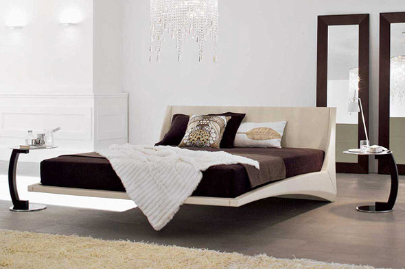 Modern Elegant Leather Bed Floating in Air, Dylan Furniture Design Ideas