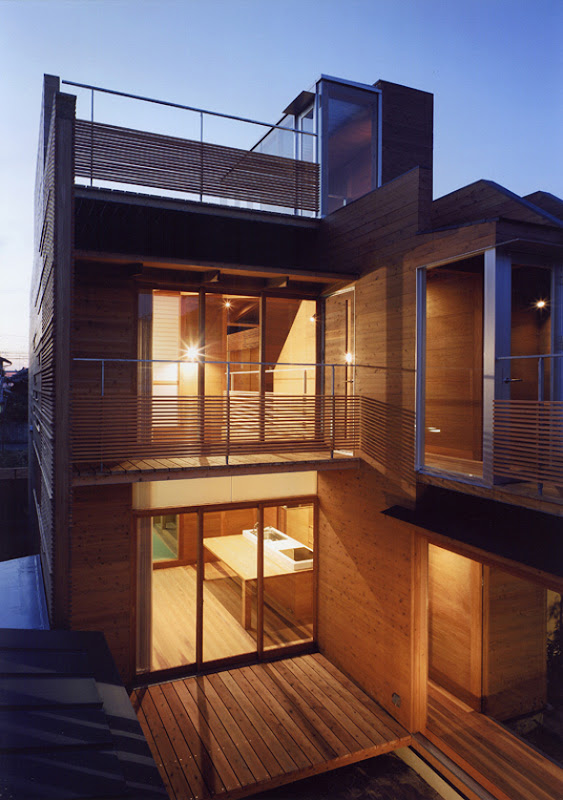 modern lighting japanese wooden house