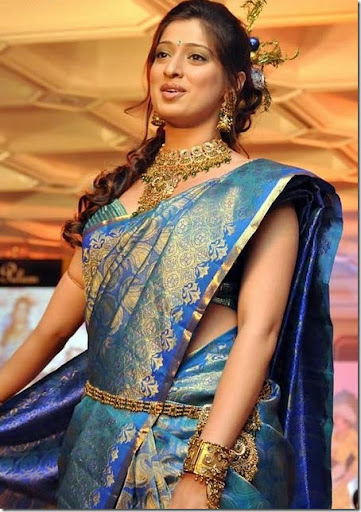 South Indian actress Lakshmi Rai in beautiful kancheepuram silk wedding sari