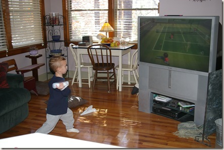 Austin playing Wii sports