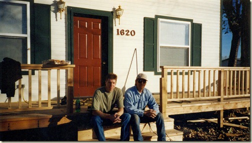 Cory and Arney taking a break on the new porch 001