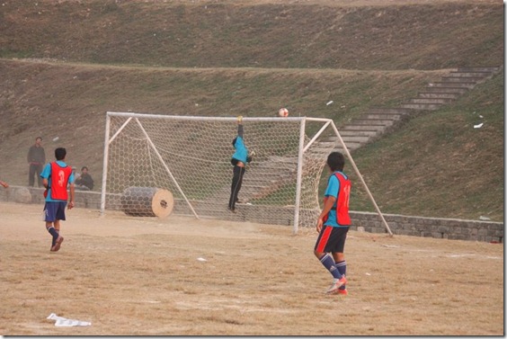  another safe block _hero of 2009 sports week goalkeeper ankur dhungana. he saved many attack