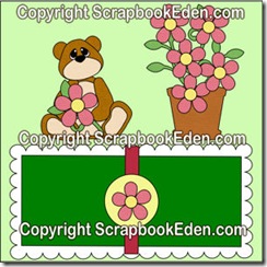 bear with flower pot and scalloped mat-300wjl