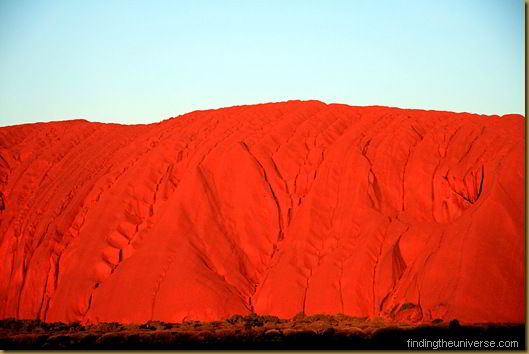 Part of Uluru at sunset