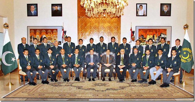June 25 – A group photograph of President Asif Ali Zardari with T-20 World Cup winning Pakistani Cricket Team at Aiwan-e-Sadr.