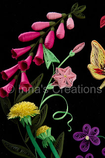 Quilled foxgloves and dandelions