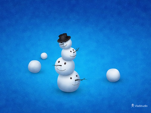 Christmas Snow Man Illustrated Wallpaper