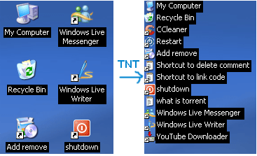 From Large icons to small