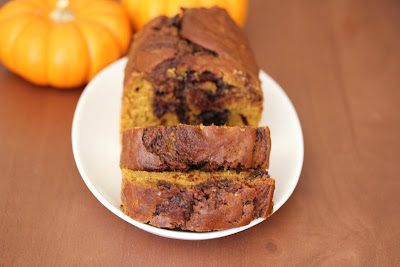 photo of sliced Nutella Swirl Pumpkin Bread