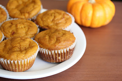 close-up photo of a plate of pumpkin muffins