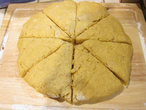 photo of the scone dough sliced into pieces