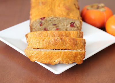 close-up photo of sliced Cranberry persimmon bread