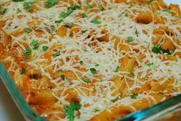 Red and White Baked Pasta