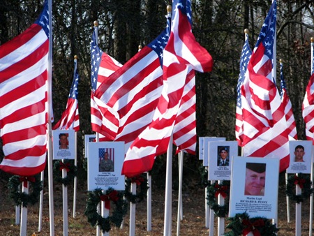 Arkansas Fallen Heroes Memorial Flag Field, Searcy, Arkansas, December 12, 2010.