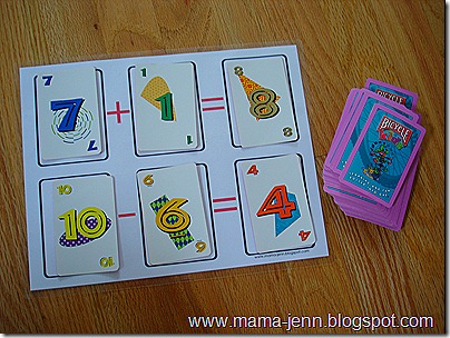 Addition/Subtraction Playing Card Game Board {Multiplication/Division too!}