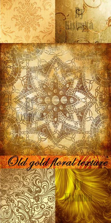 Stock Photo: Old gold floral texture