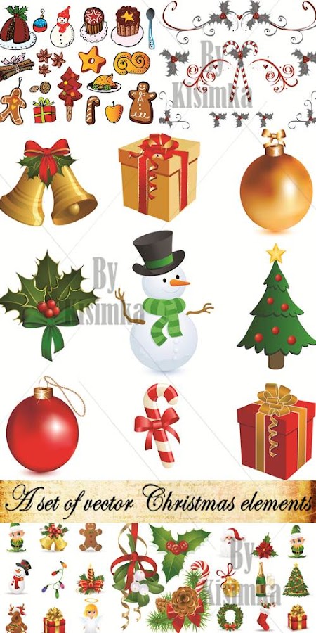 A set of vector Christmas elements collection 2