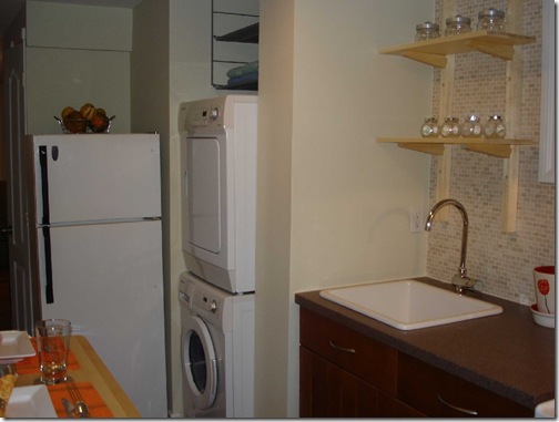 kitchen shelves laundry fridge