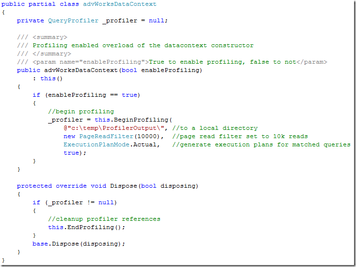 Example 1: a profiler enabled datacontext (C#)