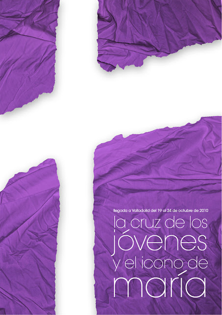 Poster para la visita de la cruz de los jovenes y el icono de maria a Valladolid