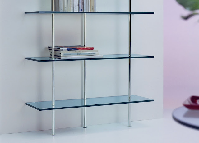 Transparent Glass Bookcase Wall Unit Design