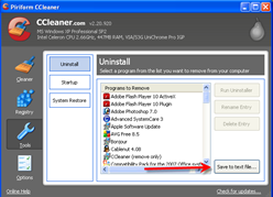 save list of installed programs to text file_in _CCleaner
