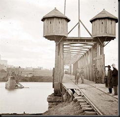 Union fortifications on rail bridge