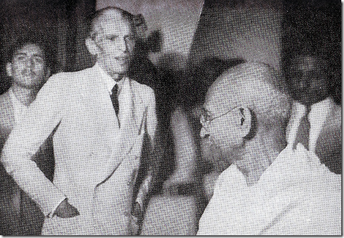 Jinnah sees off Gandhi at his Bombay home