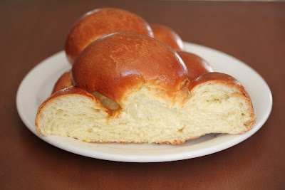 photo of a big slice of challah bread