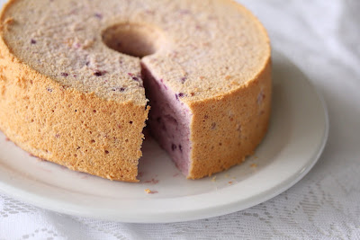 photo of a whole Purple sweet potato chiffon cake