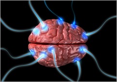 Humna brain with flashing impulses