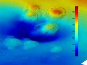 High-resolution bathymetry shows extinct asphalt volcanoes on the sea-floor off California. Credit: Dana Yoerger, WHOI