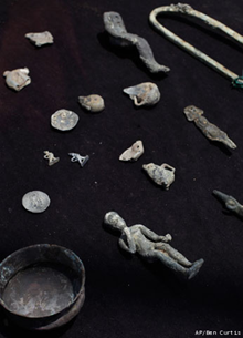 Recently excavated artifacts are shown onboard the Princess Duda research boat, anchored in the harbor of Alexandria