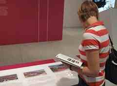 A visitor looking at the Afghan collection at a museum in Bonn