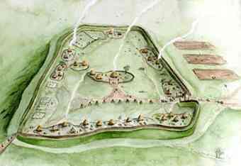 Restored view of Burrough Iron Age Hill Fort