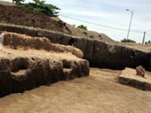 A corner of an excavation site in Hanoi where archeologists say they might have found remnants of the Co Loa Citadel’s outermost rampart, built over 2,000 years ago.