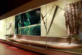 A dug out canoe at the Amazonia exhibition