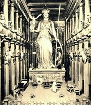 Reconstruction of the interior of the Parthenon showing the statue of Athena Parthenos