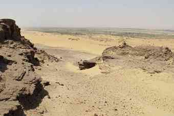 View of what was once a bustling trade route known as Darb el-Arbain between the ancient Egyptian civilization in the Nile valley and the rest of Africa, at the Kharga Oasis, more than 300 miles (500 kilometers) south of Cairo in the Western Desert of Egypt. Egypt has announced the discovery of an ancient trading settlement in one of its desert oases dating back more than 3,500 years, a millennium older than previous discoveries in the area. 