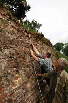 Parts of the wall are built out of brick and are considered the oldest brick structures in northern Europe. The section in this photograph, which was taken in 2005, was originally two meters (six feet) thick and seven meters (23 feet) high.