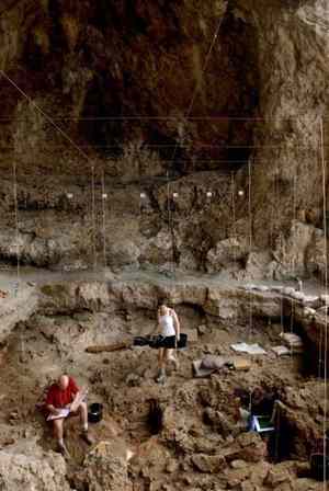 This is a view of excavation area at Hilazon Tachtit Cave, Israel. 