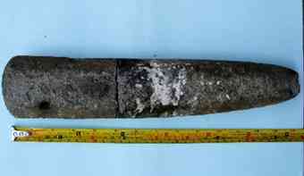 One of the stone pestles that dates back 3,500 to 5,000 years ago