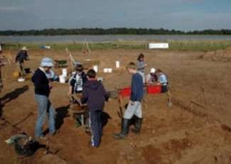 Saxmundham Middle School students take part in the Aldeburgh Local History Society archaeological dig on the towns marshes