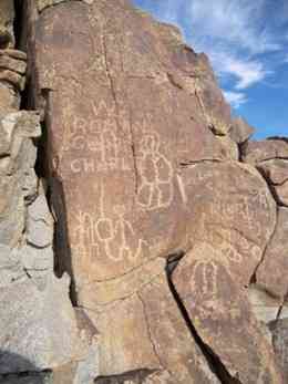 Damaged petroglyphs in Corn Springs, Calif. 